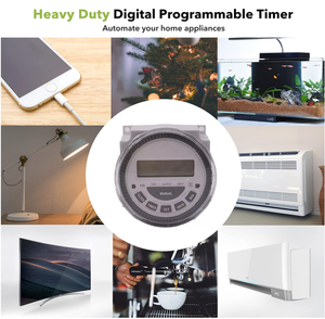 7日間のヘビーデューティーデジタルプログラマブルタイマー、220V、60Hz、デュアルコンセント、屋内、ランプライトファンセキュリティ用 - Product Image 6