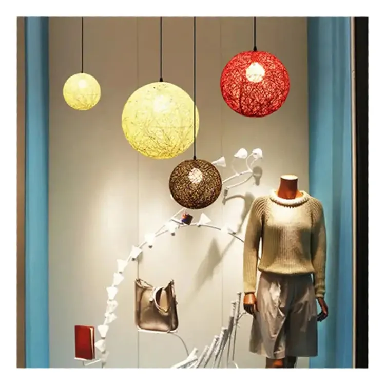 Mahjong pendant light creative personality bird nest rattan ball woven light Clothes shop bar spherical decorative light