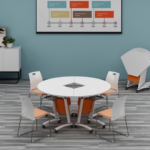 Escritorio de oficina de entrenamiento de conferencias plegable, mesa de ordenador y silla, diseño combinado, mesa larga Simple multifuncional - Product Image 4