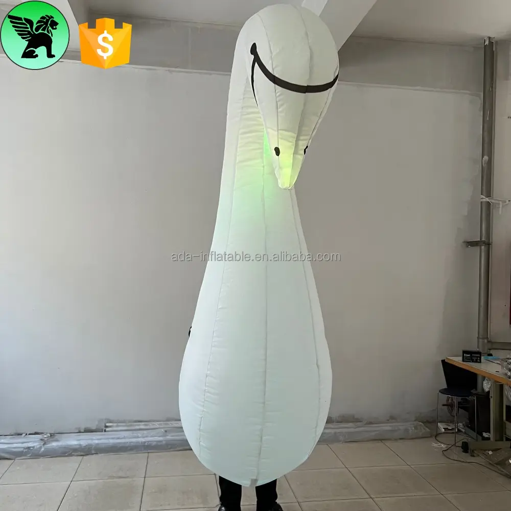 Modelo de dibujos animados inflable de animales móviles, disfraz inflable de cisne de iluminación personalizada para eventos, modelo A10590