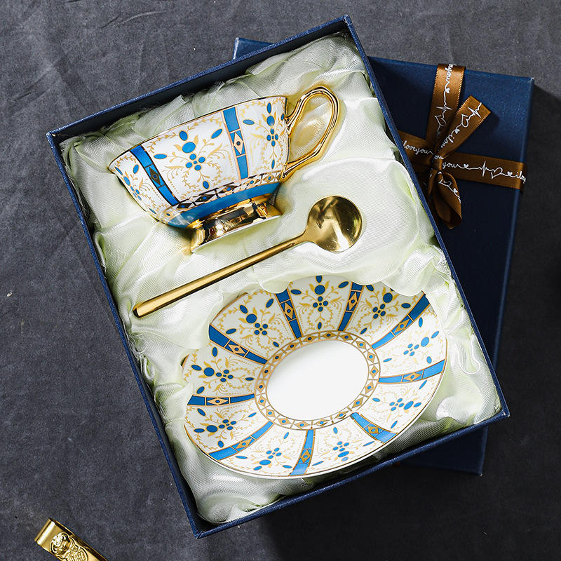 Boîte cadeau cuillère à plat bleu tasse unique