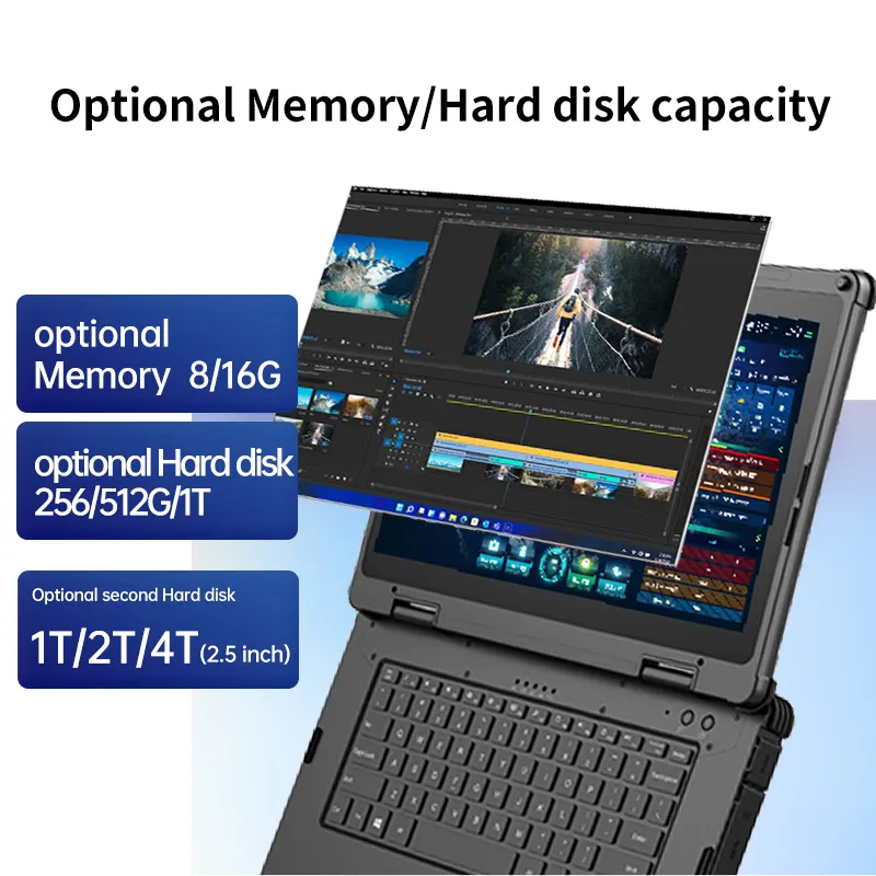 14 Zoll ODM IP65 Hoch auflösendes tragbares Notebook Intel 11th Core I5 I7 1135 G7 industrieller robuster Laptop