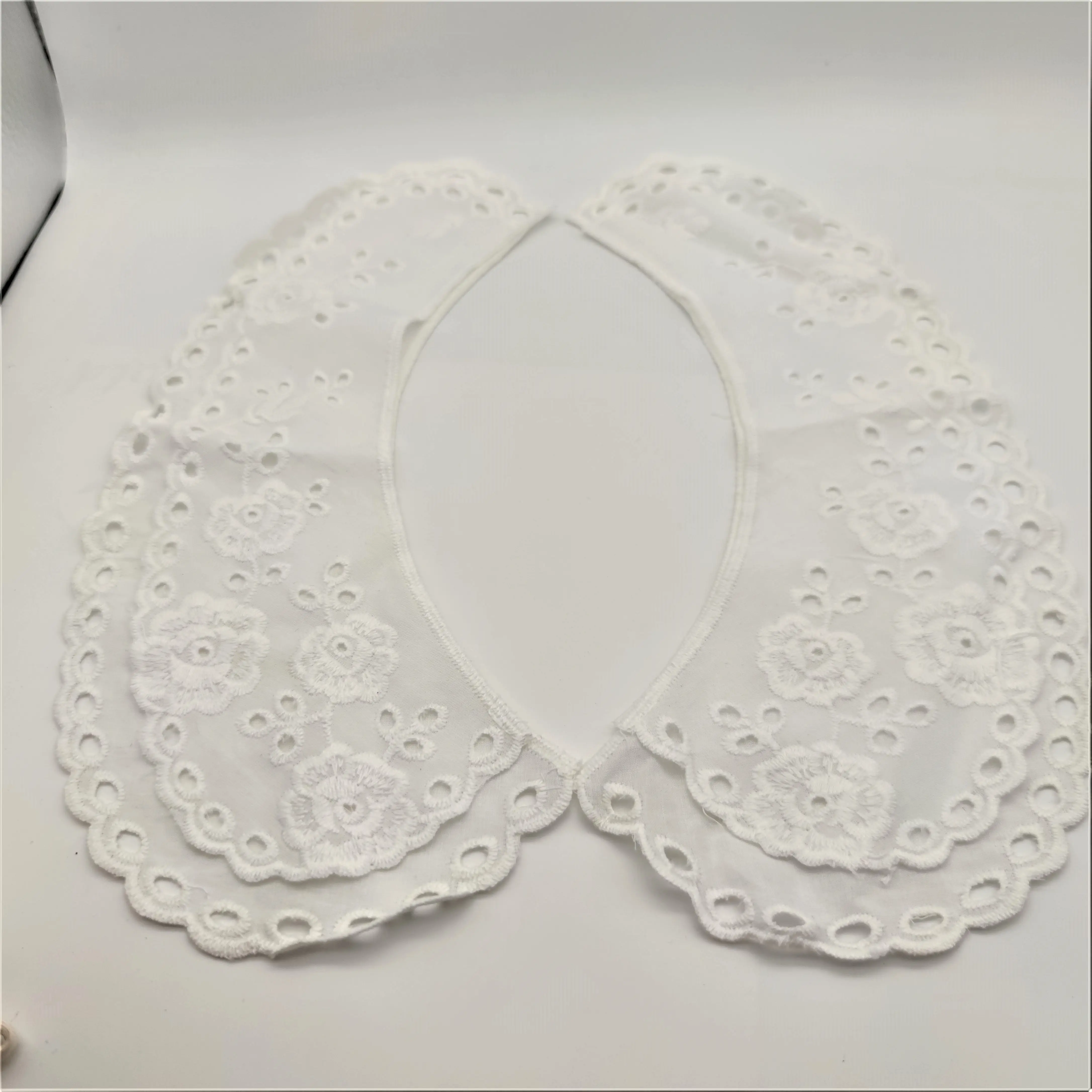 Aplique de encaje para cuello de tela para niños, accesorios de encaje para cuello, blanco y negro, apliques bordados