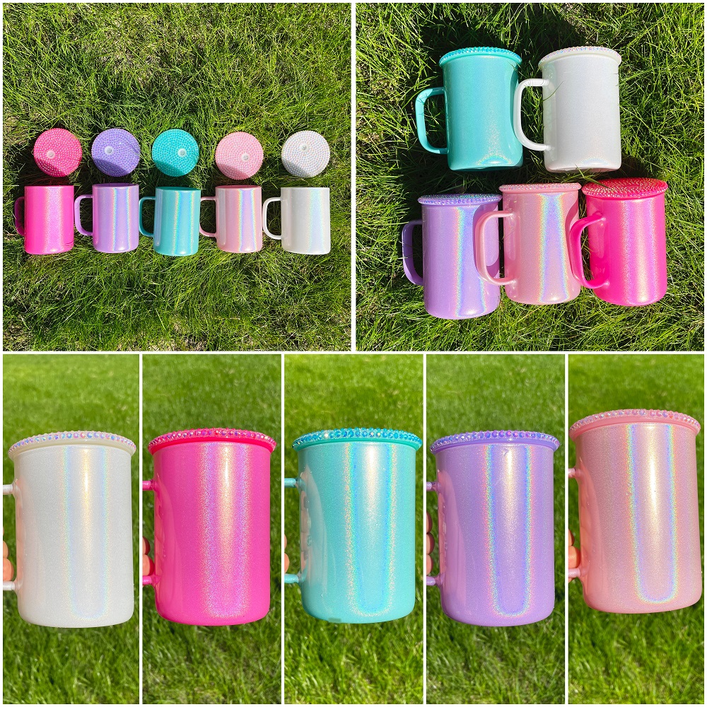 BPAフリーホログラフィックシマーグリッター17オンスカラー昇華可能ガラスコーヒーマグ、UV DTFラップ用PP蓋付きカスタマイズギフト用 - Product Image 4