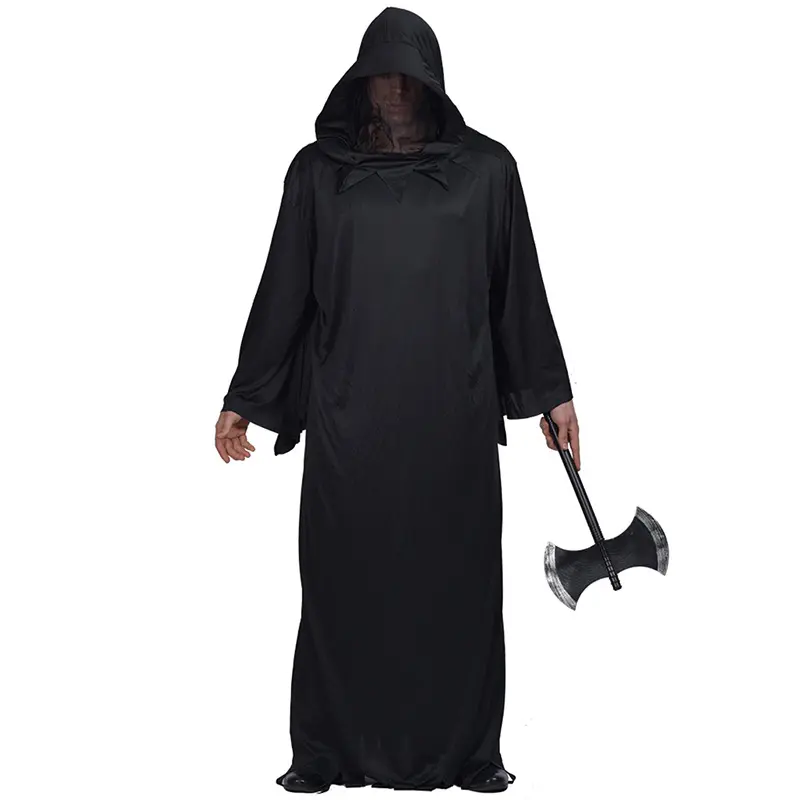 Hot Sale Black Devil Kostüm One Size Kapuzen Robe Halloween Cosplay Kostüm Robe Umhang Cape