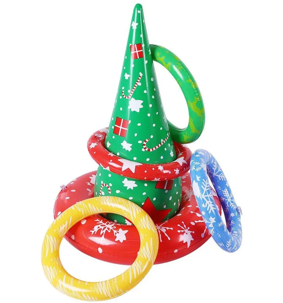 2-4 Players Inflatable Party Tree Ring Toss Game for Kids - Game Rules Included (2 Xmas Tree 12 Rings)