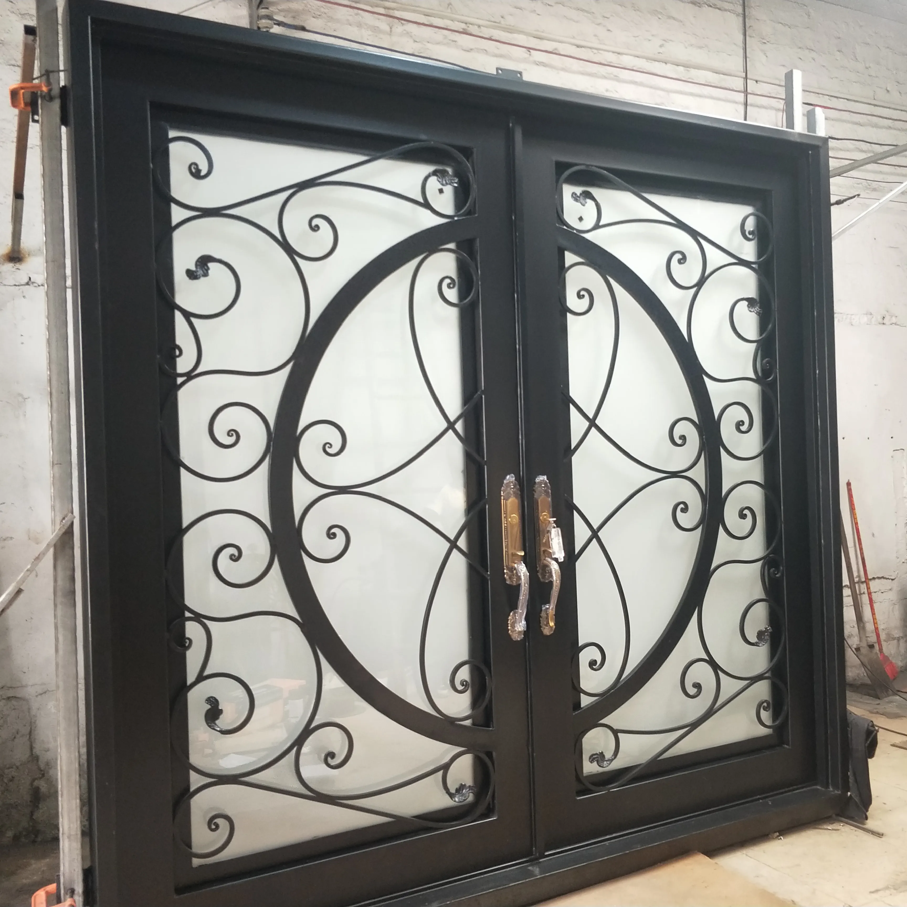 iron exterior double doors /iron pipe gate design/kerala gate designs