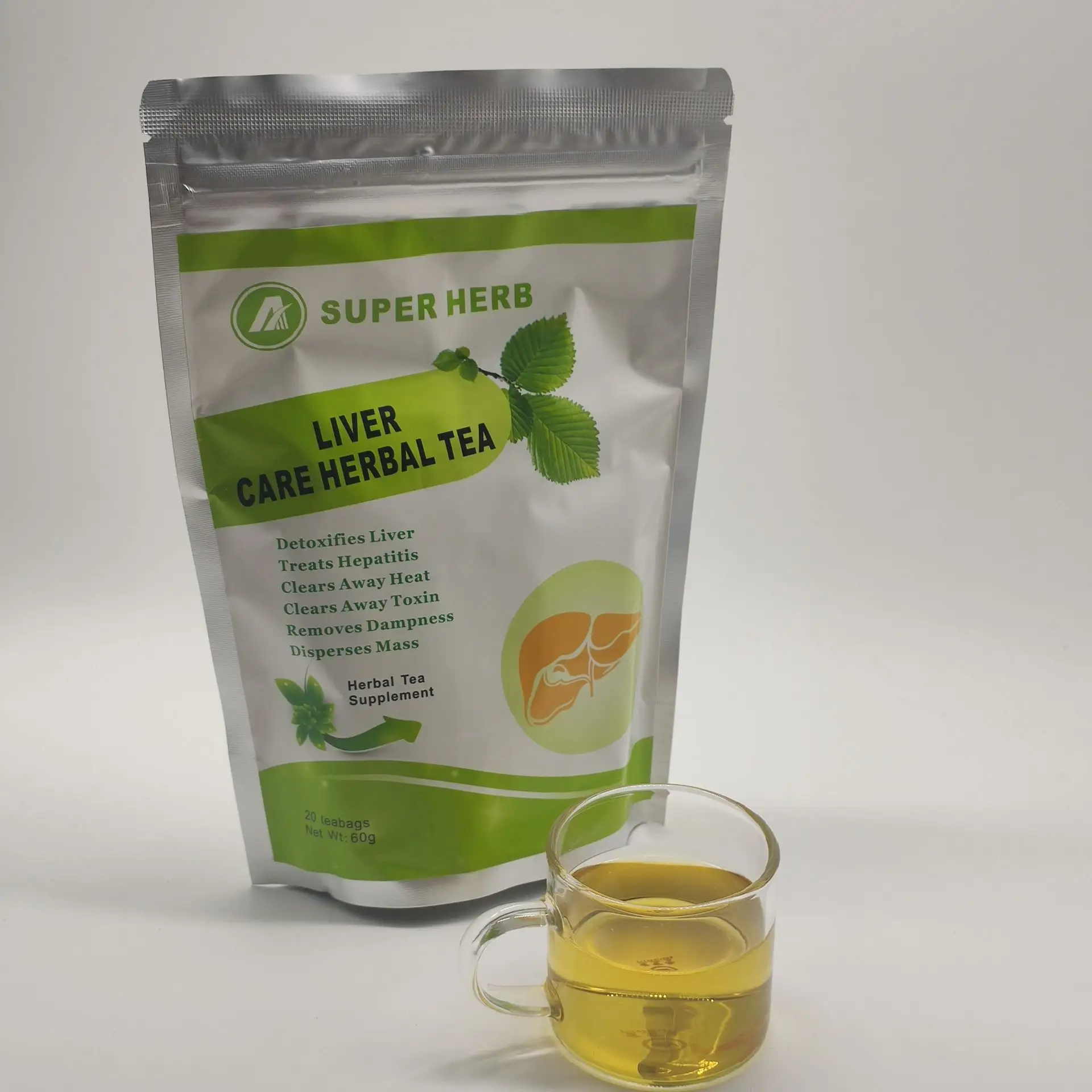 شاي غذائي عالي الجودة للعناية بالكلية ومزيل السموم شاي أخضر عشبي عضوي للفئة الكبدية ومزيل السموم