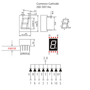 Jstronic Single Digit 0.5&quot; Inch Seven <strong>Segment</strong> 12.7mm Digit Height <strong>7</strong> <strong>Segment</strong> Led <strong>Display</strong>