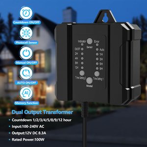 Alimentatore impermeabile a doppia uscita 120V AC a 12V DC 100W trasformatore orizzontale a bassa tensione con sensore fotocellula e Timer - Product Image 5