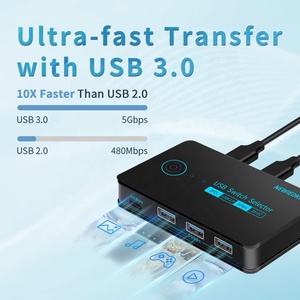 2x4 KVM切换器USB3.0切换器2台计算机共享4台设备，用于键盘鼠标打印机4端口集线器usb-a * 3 & usb-c * 1 - Product Image 2