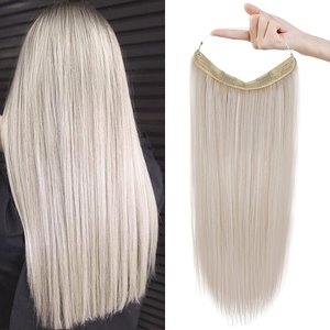 Real <strong>Human</strong> Brazilian Hair Extensions <strong>One</strong> Piece Invisible Wire Double Drawn Halo Hair Extension - Product Image 5