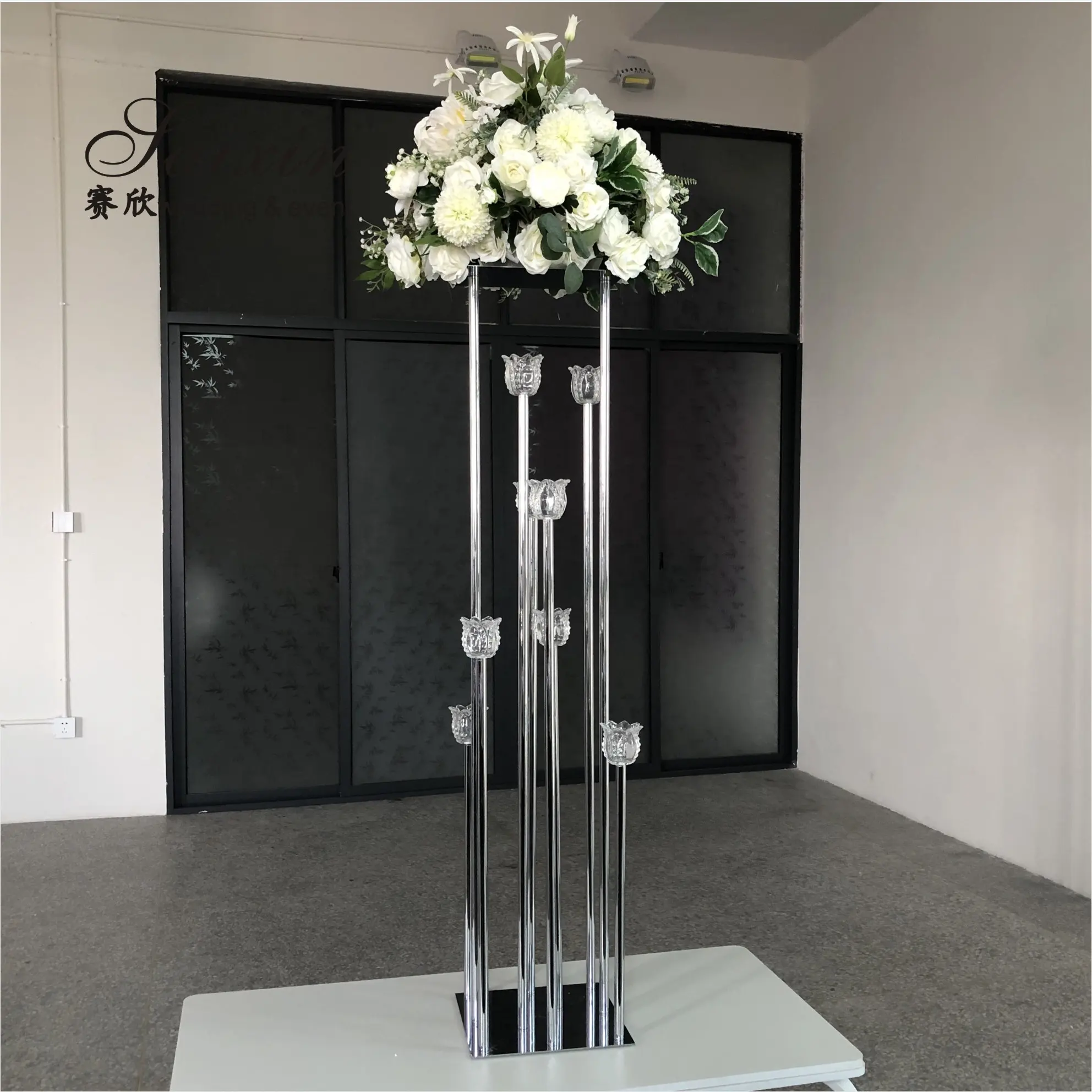 Soportes de flores con 10 portavelas para decoración de bodas, pilares de pasarela, gran oferta