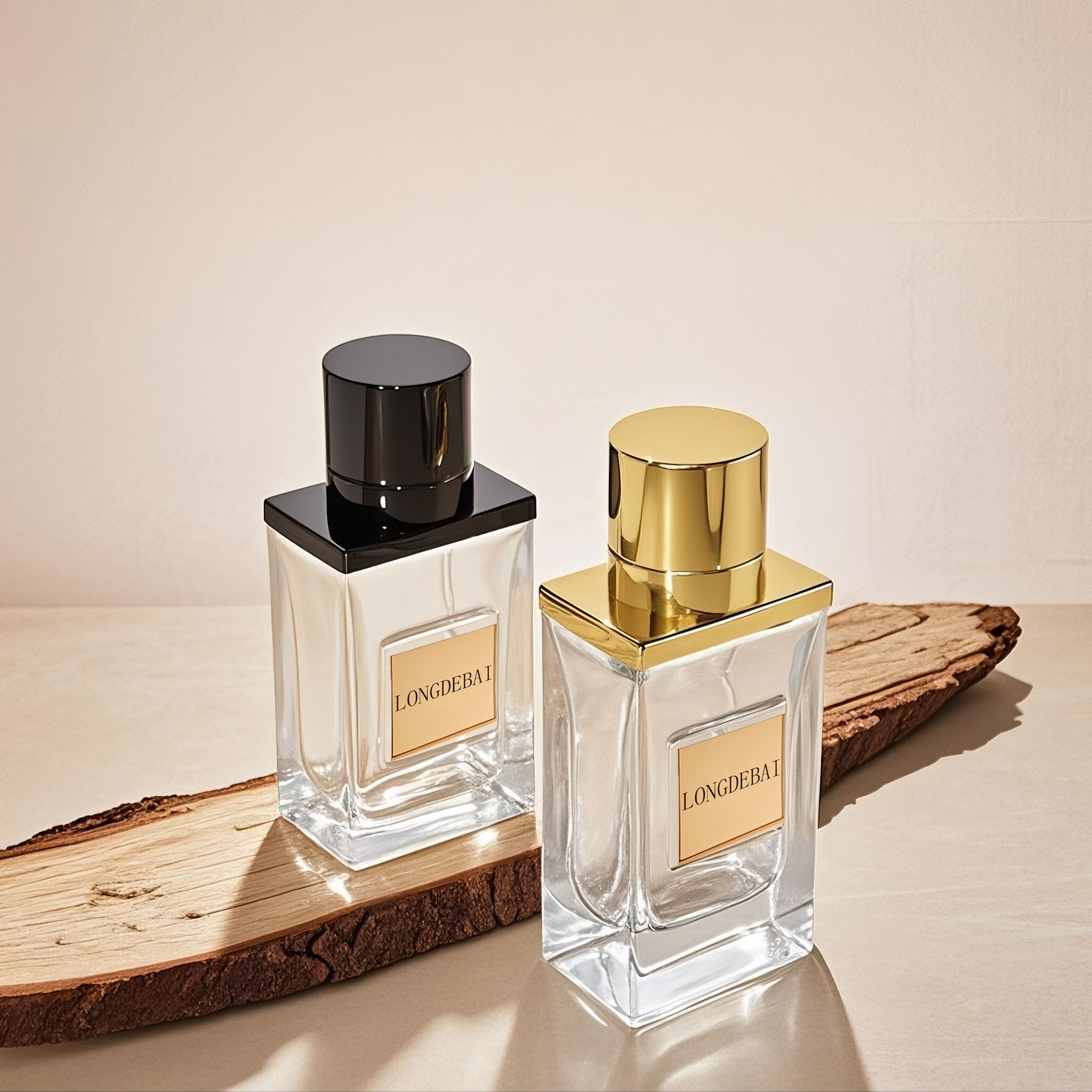 Bouteille en verre vide et transparente