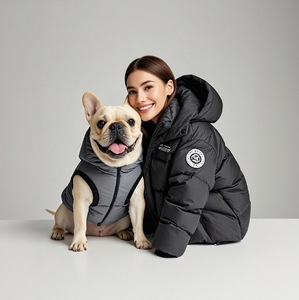 खुशी डिजाइनर लक्जरी कुत्ते के नीचे जैकेट विंडप्रूफ और वाटरप्रूफ आउटडोर यात्रा गर्म और आरामदायक मालिक पालतू जैकेट सेट - Product Image 4