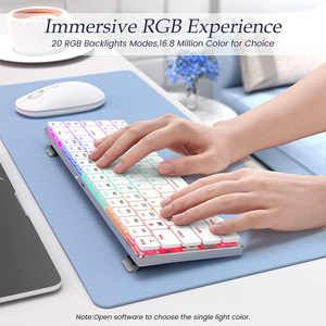 Teclado mecánico inalámbrico para juegos 60% RGB 61 teclas con base de metal 2,4G/Tipo-C/Bluetooth Perfil bajo Idioma inglés