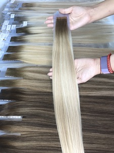 100% レミーバージン人毛ストレートダブルドロースキンPuスリムヘアエクステンションテープスリムPuテープヘアエクステンション見えない