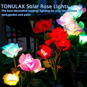โคมไฟกกพลังงานแสงอาทิตย์จุดดอกไม้ตกแต่งสวน LED ภายนอกชั้นภูมิทัศน์ Rose PVC กล่อง DC 12V 97 IP65 10 - 20 CE Rohs - Product Image 2
