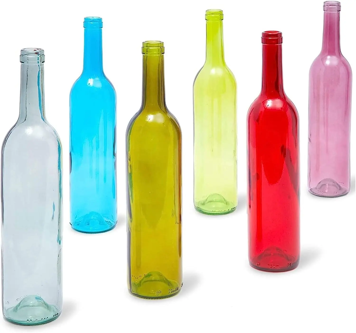 Bottiglia di vino colorata per la decorazione domestica, contenitore in vetro vuoto da 750 ml, 6 colori diversi (2.8x12.75 pollici)