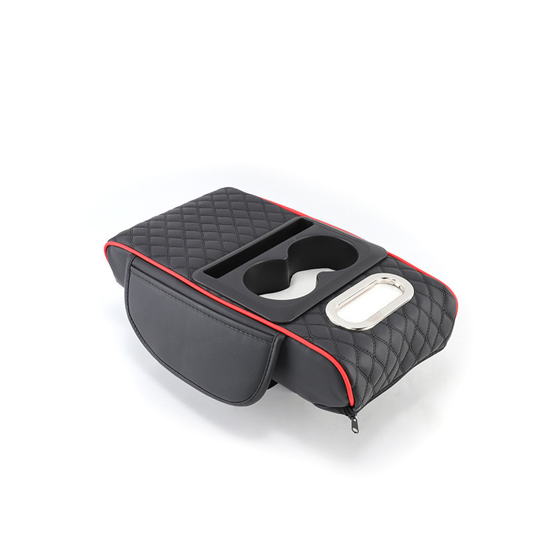 Four-in-one armrest cushion, black and red.