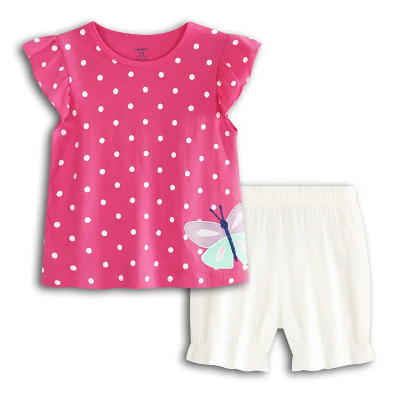 Conjunto de roupas infantis 2 pçs, conjunto de roupas curtas para bebês meninas