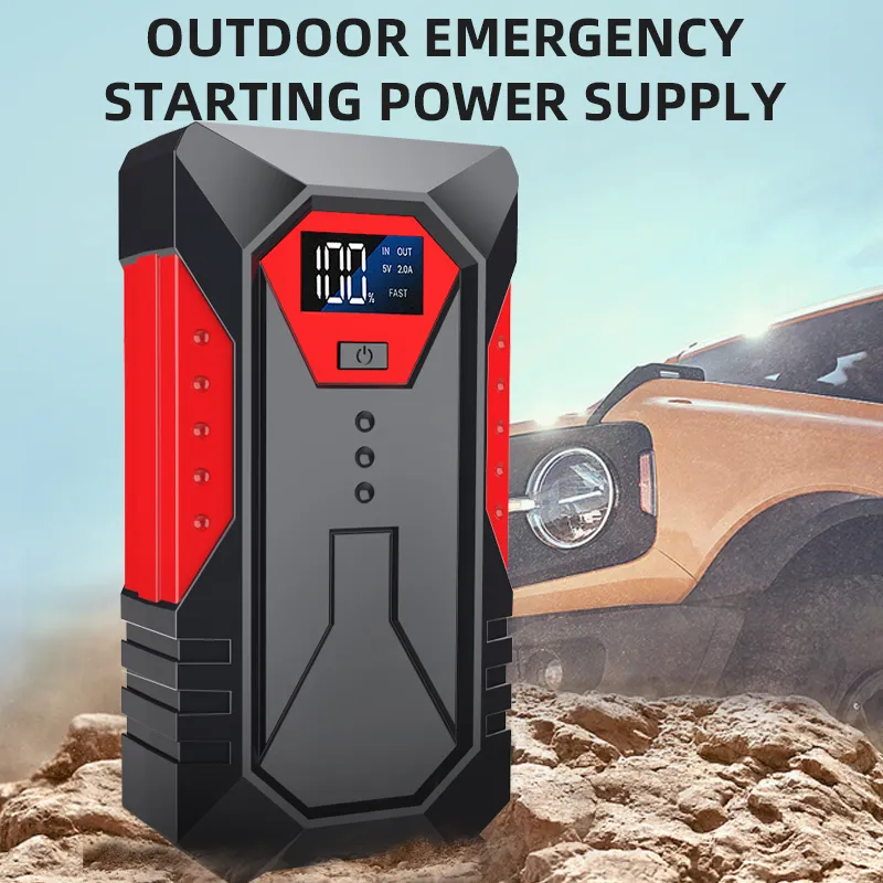 Portable 1000 Cycles Car Jump Starter with Air Compressor12V 8000mAh Lithium Battery Power Bank SOS Lighting Car Battery