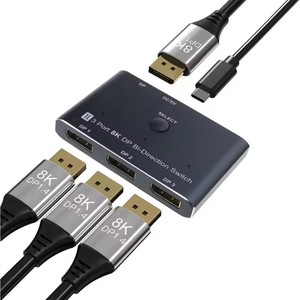 DisplayPort <strong>Splitter</strong> Adapter <strong>3</strong> In <strong>1</strong> Out 8K30hz Video Quality with <strong>3</strong> <strong>Input</strong> <strong>1</strong> <strong>Output</strong> Configuration for Multiple Screens - Product Image 1