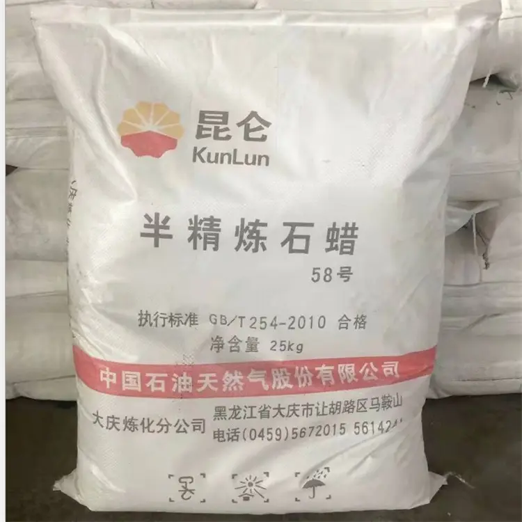 Fushun Kunlun marca parafina 58 # parafina semi-refinada, matéria-prima especial para a indústria de cera