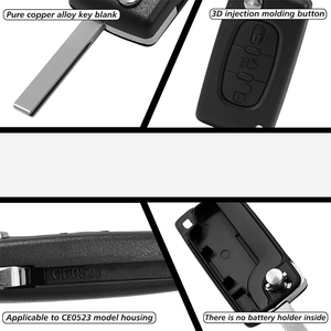 Citroen C2 C3 C4 C5 C6 C8 için 3 düğmeler anahtar kabuk VA2 Blade CE0523 ile katlanır araba anahtarı uzaktan kumandalı anahtar kapak - Product Image 4