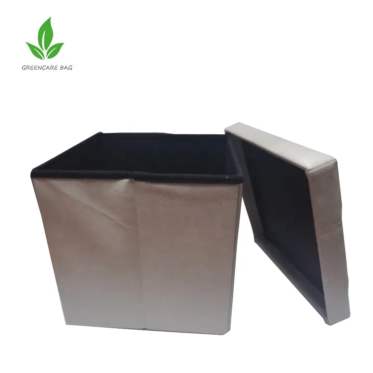 Non Woven Fabric Square Folding Storage Ottoman Bed Stool With Buttons