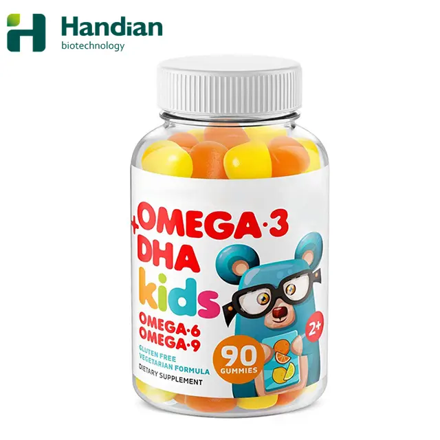 Soins de santé enfants Gummy Omega 3 DHA avec Omega 6 & 9 pour soutenir le cerveau et la fonction immunitaire supplément quotidien