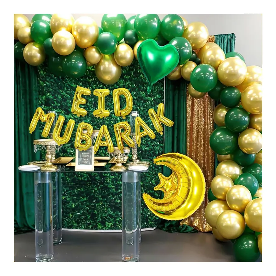 Conjunto de balões tema Eid Mubarak Arranjo de decoração de festa festiva do Ramadã Mubarak Arco de balão