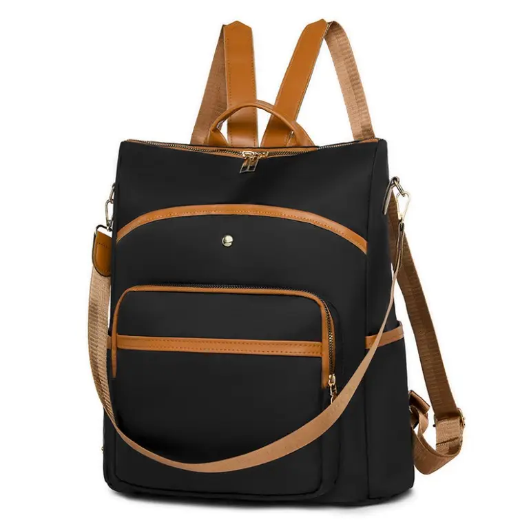 Venta al por mayor de mochilas de cuero suave para mujer, mochila de viaje de alta capacidad de Color puro, patrón de lichi, bolsas escolares para chicas universitarias OEM