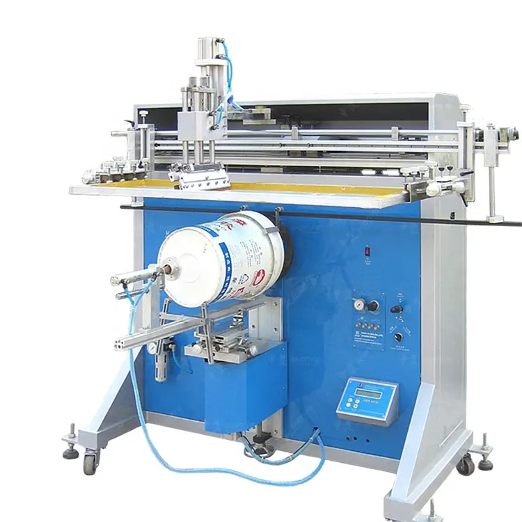 Grande máquina de impressão do balde, impressora de tela de seda para o recipiente de água alimentar, barril de arranhões, equipamento de pintura de balde de plástico