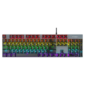 Teclado mecánico T17 con cable USB, luz RGB arcoíris para ordenador de juegos, 104 teclas, teclado multimedia ergonómico - Product Image 2
