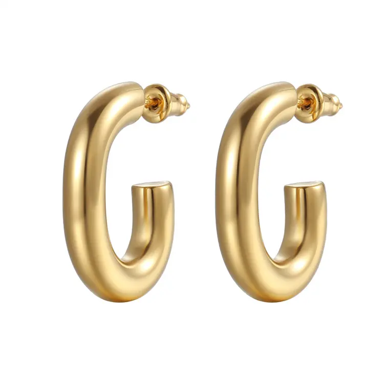뜨거운 판매 고품질 18k 금도금 스테인리스 스틸 방수 여성 기하학적 타원형 CC GG 귀걸이