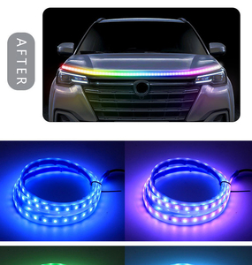 RGB LED Strip Hood Light Through-Type Auto Strobe ดัดแปลงไฟหน้ารถอัพเกรด1.2/1.5/1.8m ตกแต่งต้อนรับแสง - Product Image 3