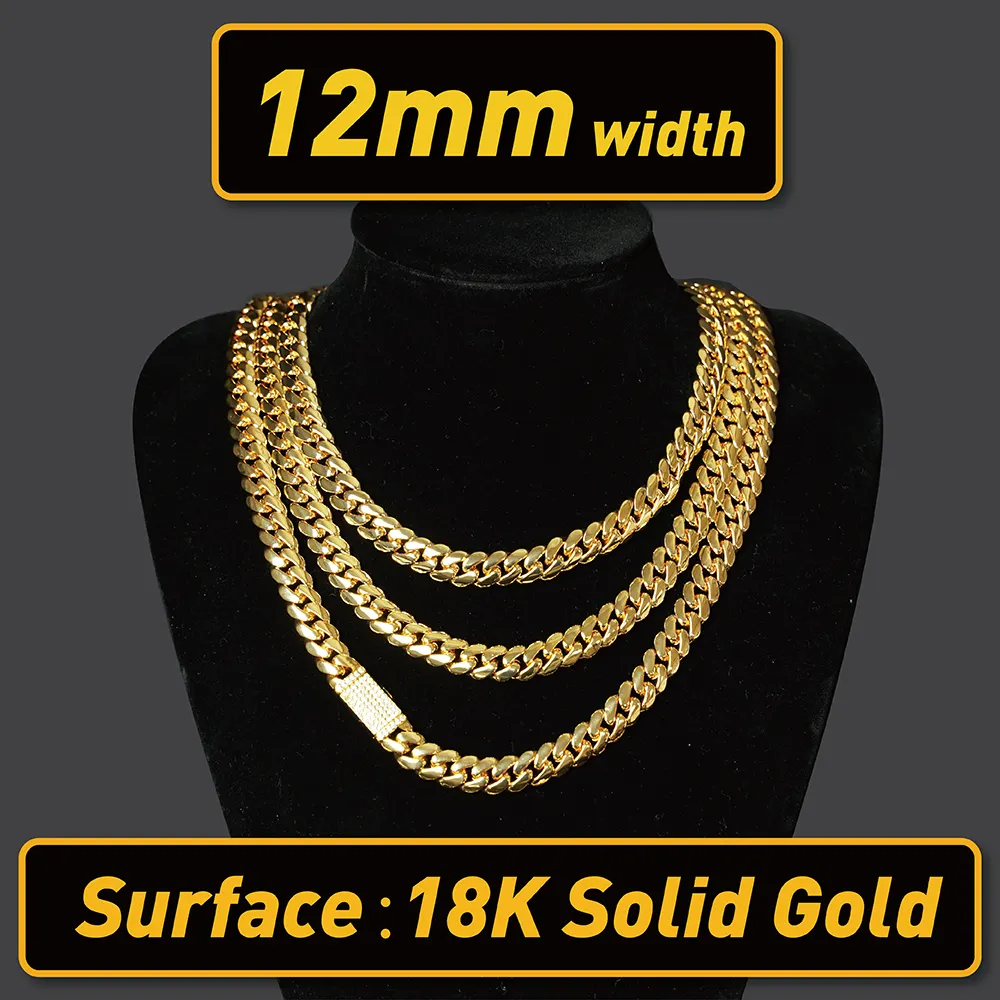 Wholesale Choker 18k Gold Chunky Custom Gold Cuban Link Chain 24k Gold Cuban Miami Chain 20mm Miami Cuban Chain Necklace