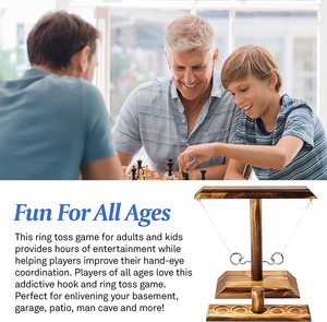 PUSELIFE Toss <strong>Game</strong> Ring Toss with Shot Ladder Fun Battle Hook and Ring <strong>Game</strong> Handmade Wooden Interactive <strong>Game</strong> for Home Party - Product Image 4