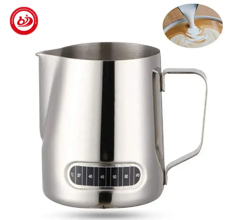 Vente en gros de tasse moussante de lait de café d'acier inoxydable de haute qualité avec la mesure interne parfaite pour la machine expresso