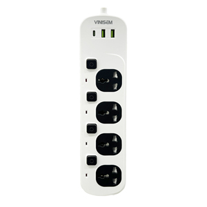 Toma de corriente con USB y tipo C, extensor de toma de corriente eléctrica de enchufe múltiple, enchufe de cable de extensión universal enchufe de 5 pines - Product Image 2