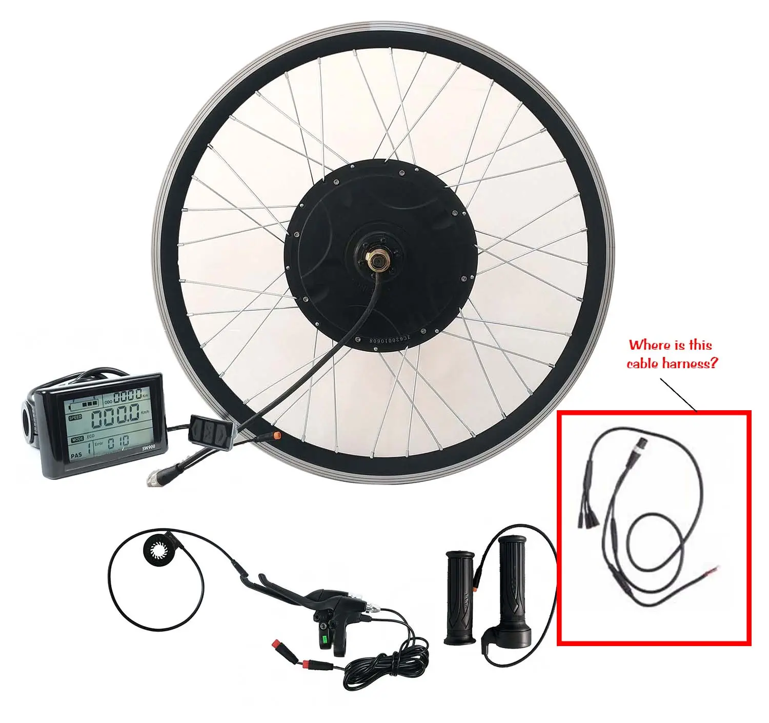 Fat tire Rim 48V 1500W Brushless Gearless Motor 26inch Front Wheel Beach Electric Bike Bicycle Conversion Kit