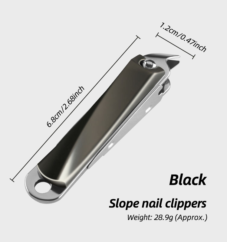 Black, angled opening