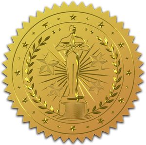<strong>Oscar</strong> Gold Foil Sticker Statuette Certificate Seals Gold Embossed Round Embossed for Envelopes Invitation Card Diplomas <strong>Awards</strong> - Product Image 1