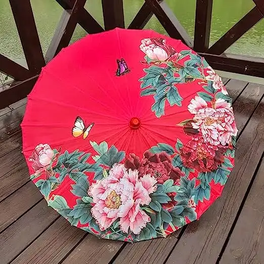 مظلة صينية تقليدية ملونة للأطفال تصنعها بنفسك مظلة زيتية ورقية تصوير زهور الدعائم الزفاف