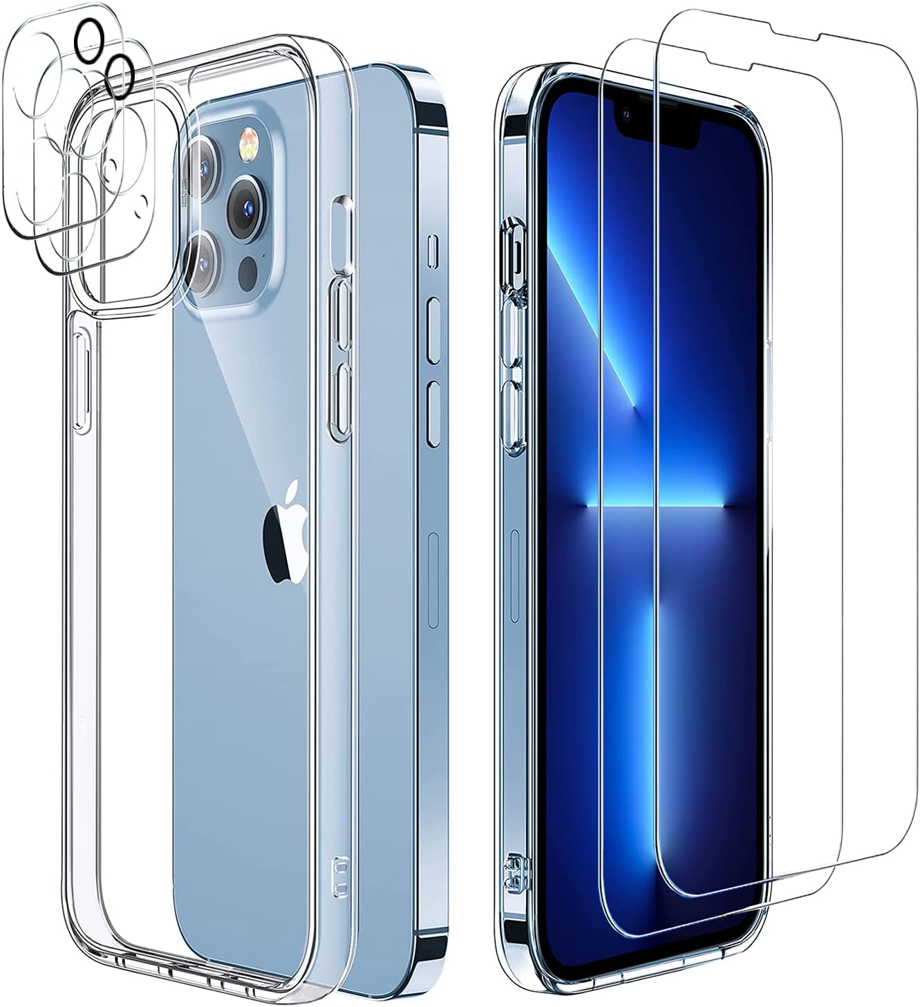 กระจกเลนส์ 2 ชิ้น + กระจกกันรอยหน้าจอ 2 ชิ้น + เคสโทรศัพท์ 1 ชิ้น