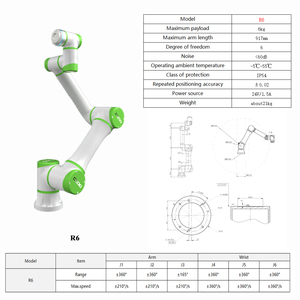 ذراع روبوت تعاوني R6 بوزن 6 كجم مع صندوق تروس وذراع ميكانيكي للحام مع محرك أساسي 220 فولت/110 فولت/380 فولت - Product Image 2