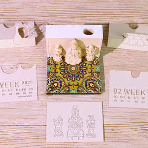 Chinese Buddhism Bodhisattva 3D <strong>Memo</strong> Pad Desktop Decor Lighted Paper Cut Art <strong>Cube</strong> 3D <strong>Notes</strong> <strong>Block</strong> With Calendar Sheets - Product Image 5