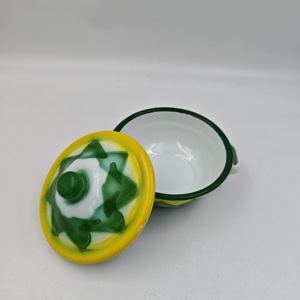 自有品牌多功能厨房使用带盖子的搪瓷碗，用于酒店供应沙拉和水果搪瓷咖喱碗 - Product Image 3
