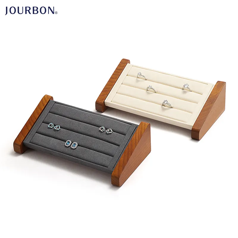 Jourbon изготовленный на заказ из цельного дерева, серьги, ювелирное изделие, держатель дисплея высокого класса прилавок-витрина с кольцом-держателем стенд для ювелирных изделий